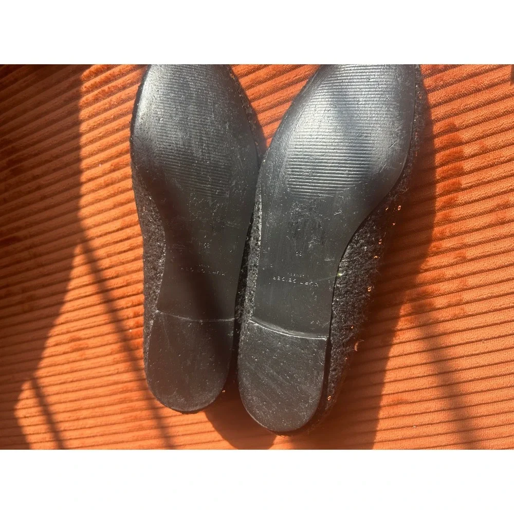 Kurt Geiger Loafers Women's Size 8 Black Good Crystal Buckle Tweed‎ Sparkle